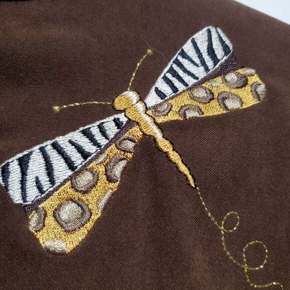 Quacker Factory Embroidered Dragonfly Printed Button Down Blouse Size S - Picture 8 of 11